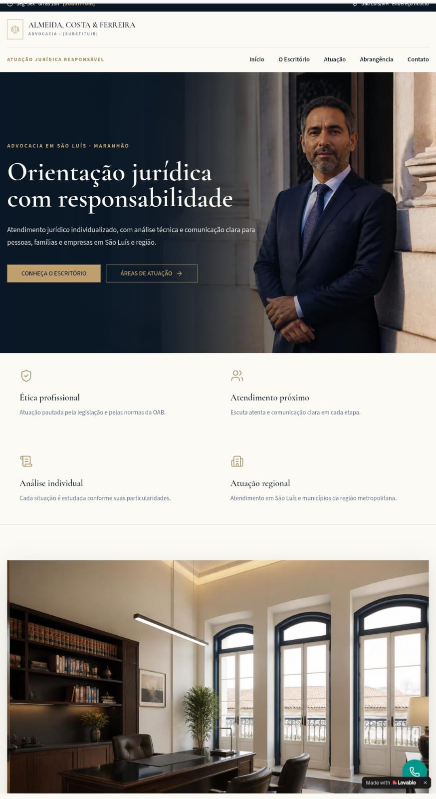 Modelo demonstrativo Almeida, Costa & Ferreira em tablet